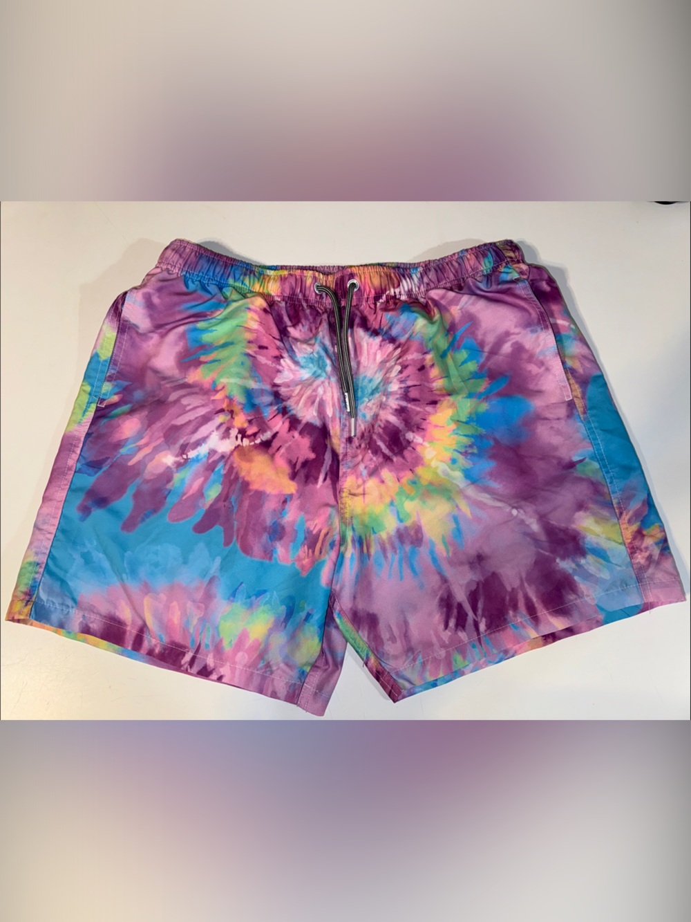 Tie-Dye Men's Boardies Swim/Beach Shorts‎ - Purple Multi Color  size Large